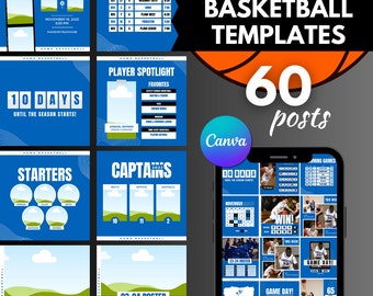 Basketball Social Media Templates, Canva Sports Instagram, Game Day Social Media Bundle, High School Sports, Editable Posts, Custom Download