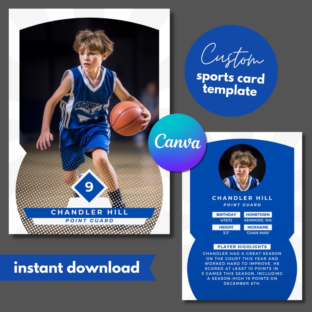 Custom Sports Card Template Personalized Athlete Trading Card (canva