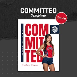 Gráfico de Atleta Comprometido, Anuncio Universitario, Redes Sociales (Plantilla de Canva), Atletismo, Lacrosse, Voleibol