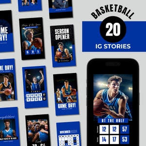Basketball Instagram Stories, Canva Templates, Basketball Social Media, Custom Posts, Editable, High School Sports, Social Media Manager