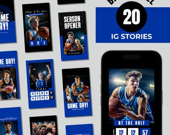 Plantillas de historias de Instagram de baloncesto: Plantillas editables de Canva para redes sociales (descarga digital)