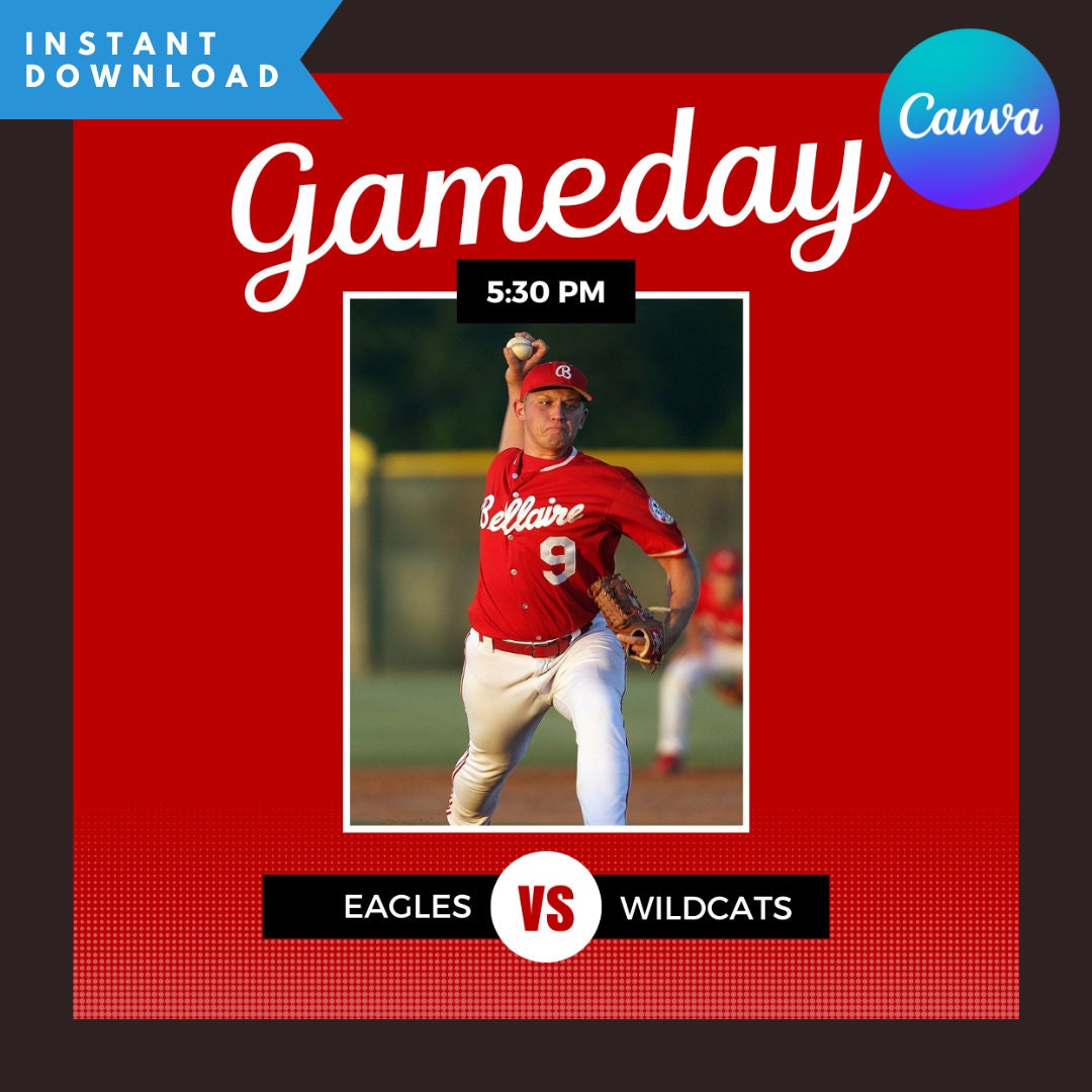 Baseball Template Canva Editable Gameday Post Game Day Etsy Baseball Template Canva Editable Gameday Post Game Day Etsy