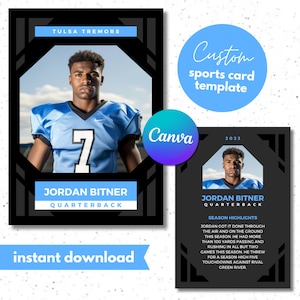 Carta sportiva personalizzata, Crea la tua carta collezionabile, File modificabile, Modello Canva, Download digitale, Design sportivo moderno, Regalo per l'atleta