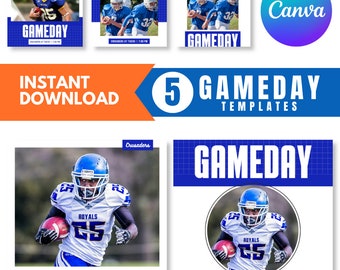 Plantillas de Canva para redes sociales: Publicaciones de fútbol azul y blanco (descarga digital)