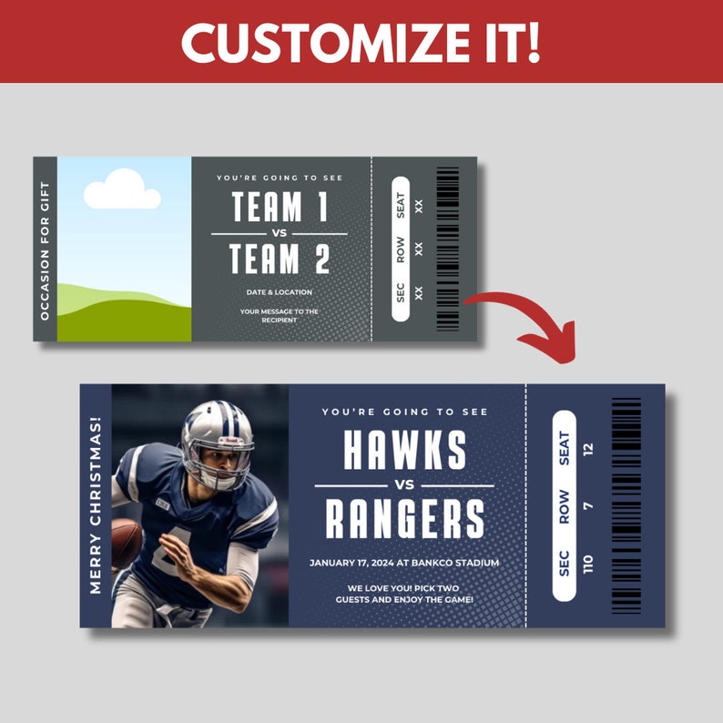 Team Tickets Sports Event Ticket Template: Surprise Birthday Gift (canva) - Etsy