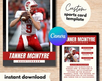 Create Your Own Sports Card, Custom Sports Card, Trading Printable, Canva Template, Digital Download, Modern Sports Design, Gift for Athlete