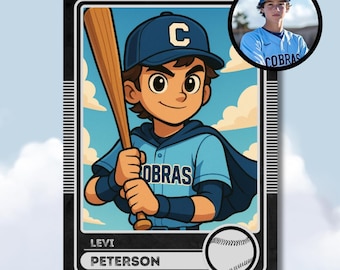 Custom Cartoon Baseball Card: Personalized Player Trading Card (Digital)