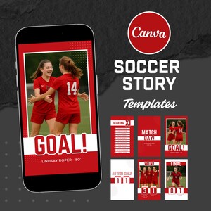 Soccer Team Instagram Story Templates: Match Day Canva (PDF)