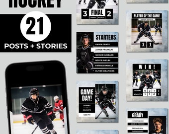 Hockey Canva Templates, Sports Instagram Posts, Team Social Media, Gameday Instagram Graphics, Hockey Team Marketing, Social Media Manager