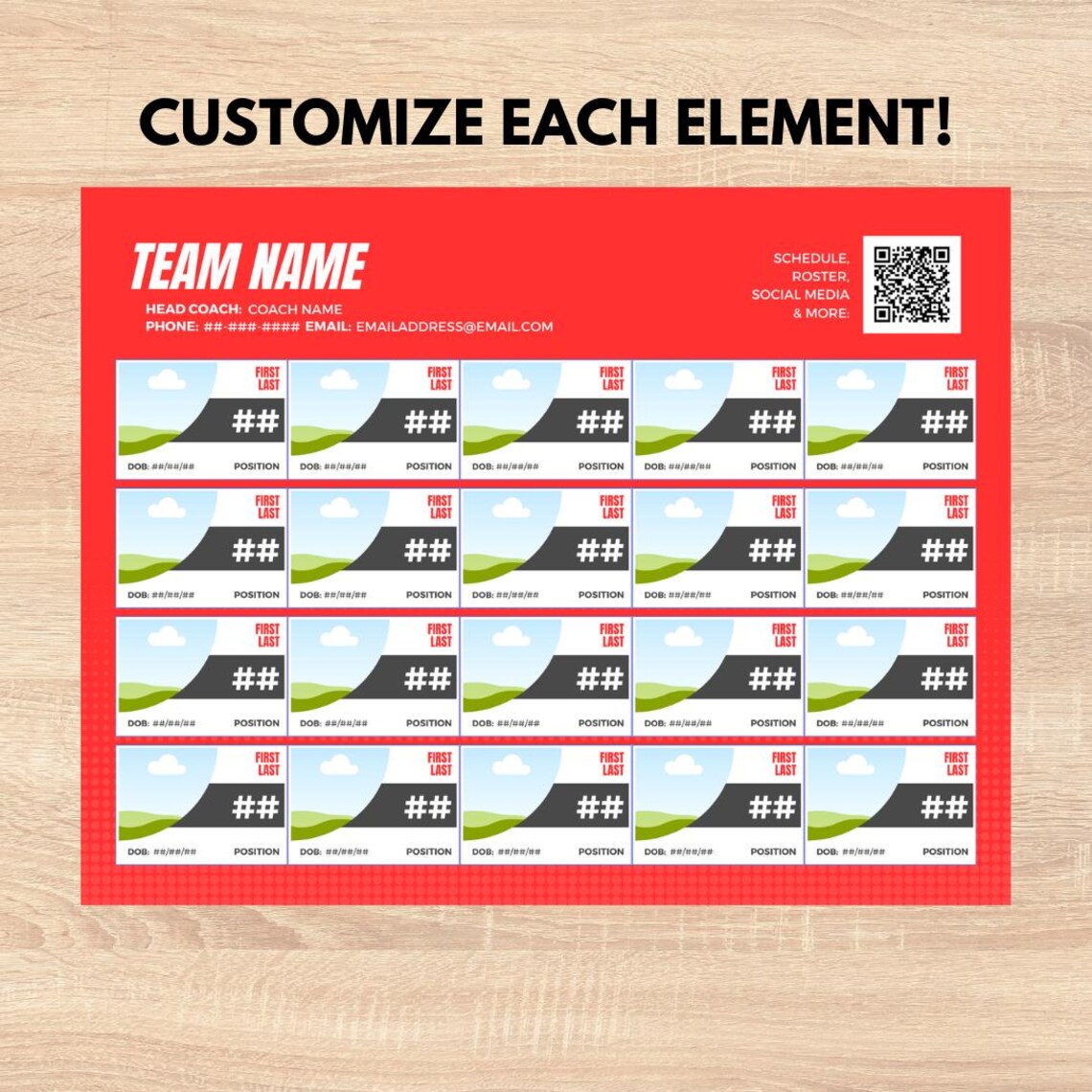 Editable Team Roster Template: Canva Recruiting Sheet (20 Player) - Etsy