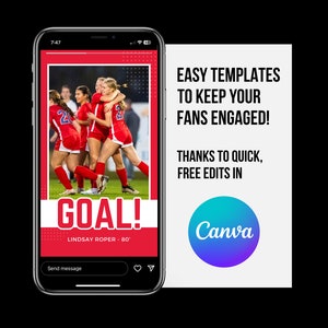Soccer Team Instagram Stories Canva, Red and White, High School Sports, Match Day, Soccer, Football, Scores, Social Media, Story, Sports