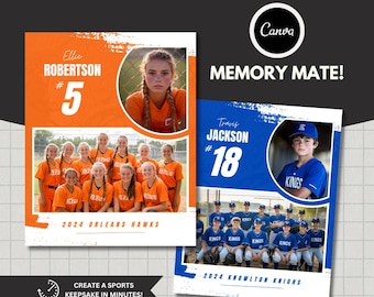 Baseball Softball Memory Mate Canva Template: Team Photo Keepsake (Digital Download)