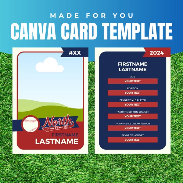 Sports Card Template, Made for You, Custom Your Colors and Logo, Your Text Fields, Trading Card, Baseball Card, Team, Digital or Printable