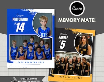 Basketball Memory Mate Canva Template: Team Photo Keepsake (Digital)