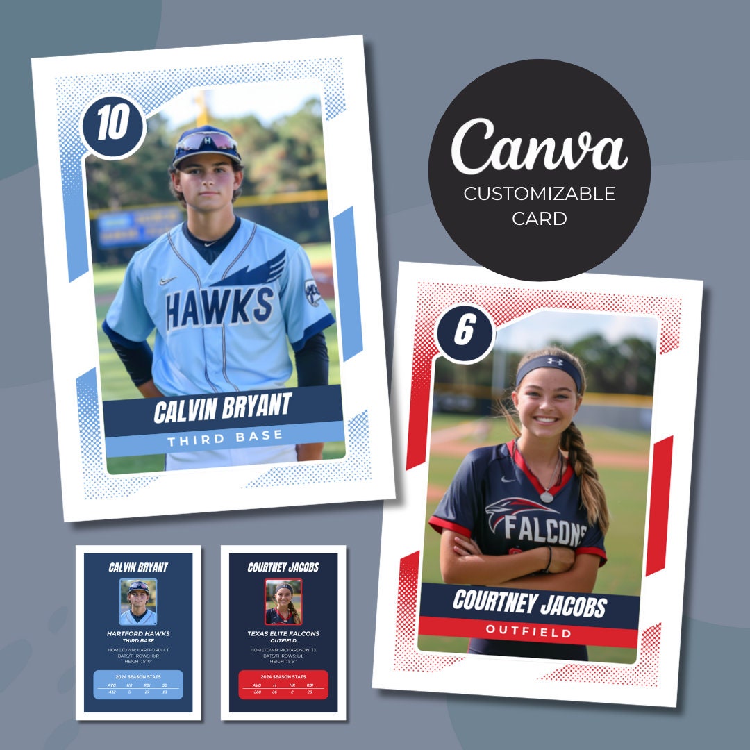 Custom Baseball Card Template Canva, Create Your Own, Trading Card Custom Baseball Card Template Canva, Create Your Own, Trading Card