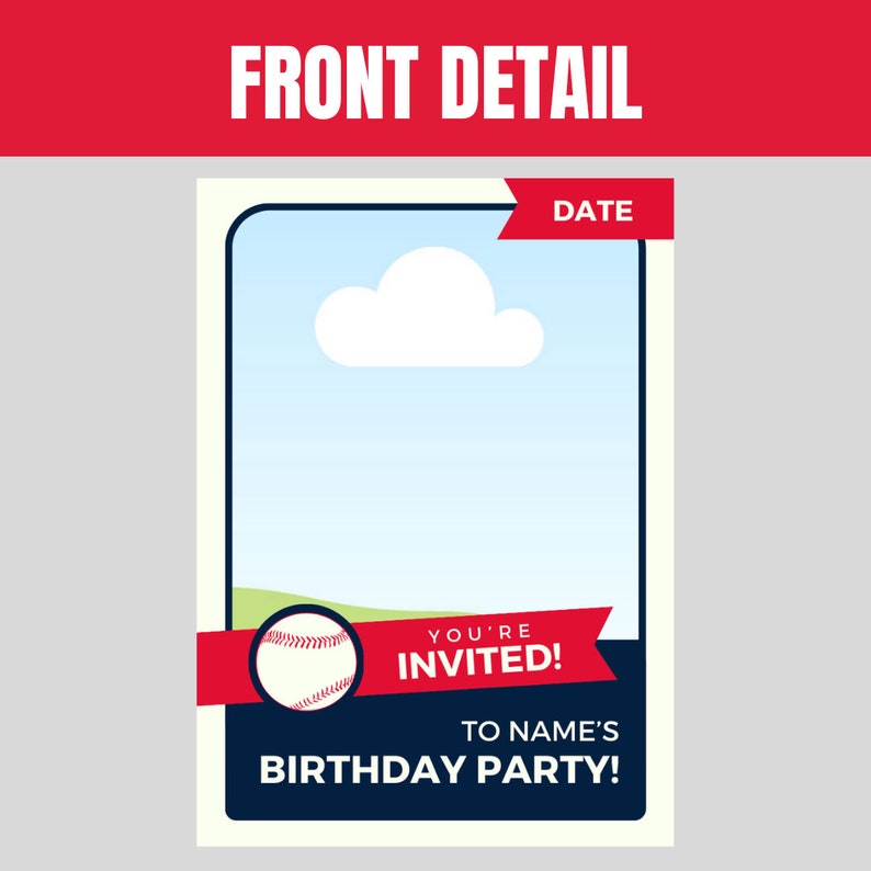 Sports Card Birthday Invite, Editable Canva Template, Custom Design, Baseball Soccer, Basketball, Party Invitation, Kid Boy Celebration, PNG image 3