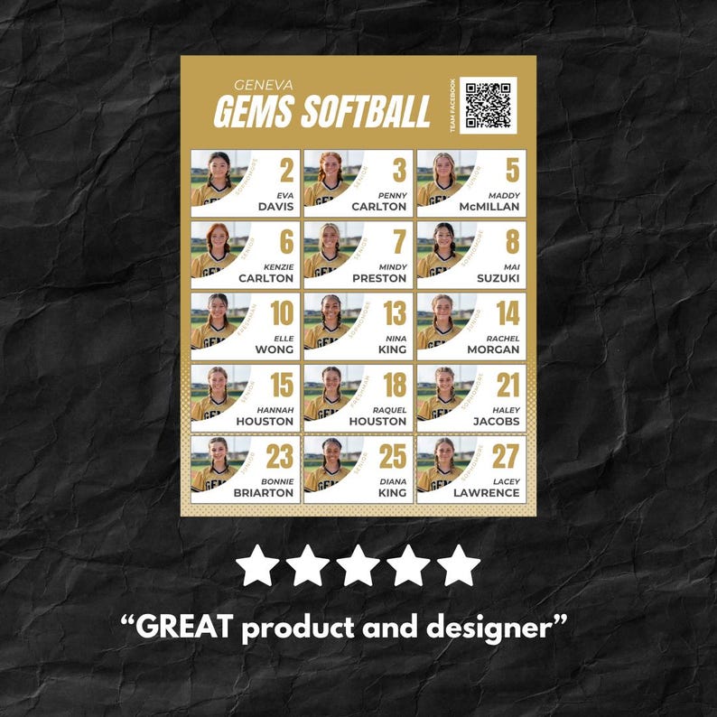 Softball Baseball Team Roster Template: Editable Canva Design - Etsy