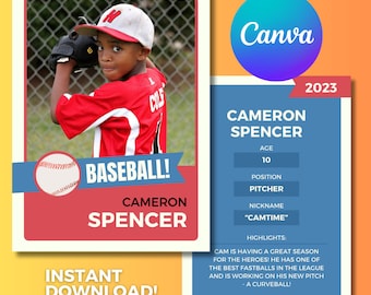 Custom Baseball Card Canva Template: Vintage Player Trading (Digital Download)