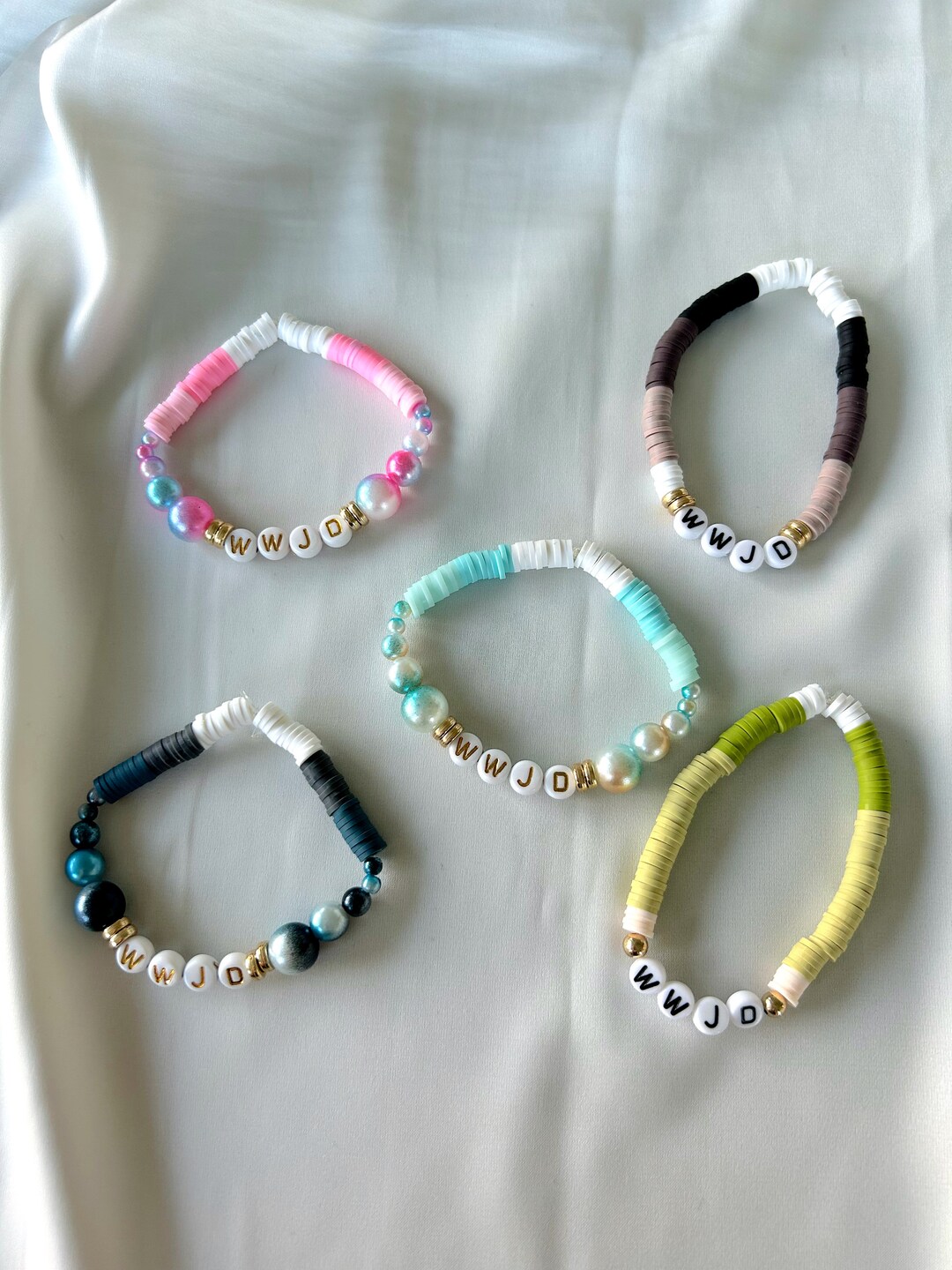 Handmade WWJD Clay Bead Bracelet Etsy