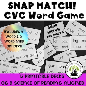 SNAP MATCH-A Word Matching Game: Orton-Gillingham & Structured Phonics aligned
