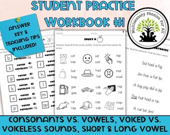 Structured Phonics Rules Student Practice Workbook #1- (answer key included) Orton-Gillingham/Science of Reading aligned