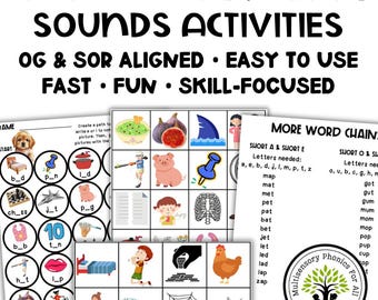 Short Vowel Discrimination & Tricky Sound Phonics Activities- Orton-Gillingham and Science of Reading- Centers + Intervention