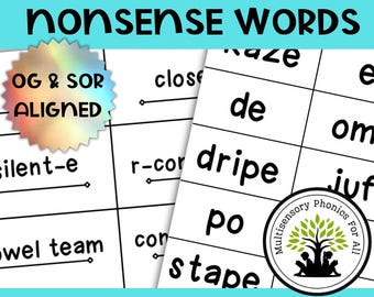 Orton-Gillingham Syllable Sort: Nonsense Words Phonics Activity (PDF Printable)
