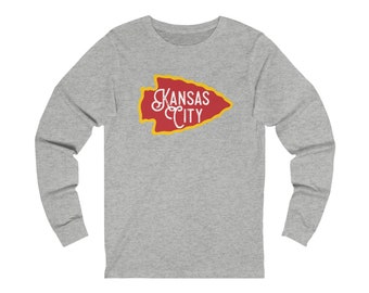 Kansas City Football Arrowhead Maglietta unisex a maniche lunghe, KC, Arrowhead