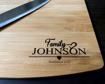 Personalizowana deska do krojenia z bambusa, prezent ślubny, prezent na Dzień Matki lub prezent dla przyjaciółki