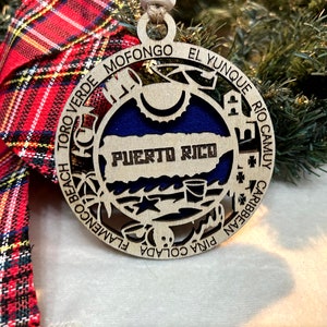 Puerto Rico Ornaments, Puerto Rico Christmas Ornament, Puerto Rico Ornament Gift,  Puerto Rico Personalized Christmas Ornament/ family name