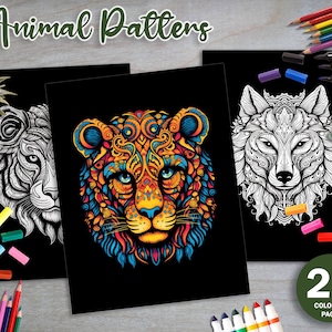 25 Pages of Animal Patterns, an Adults Coloring Book for relaxation, Coloring Pages, Instant Download, Coloring Book, Printable PDF File