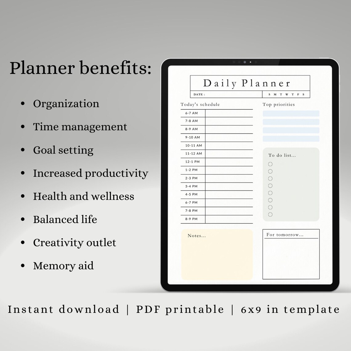 Minimalist Printable Daily Planner | Instant Download Agenda ...