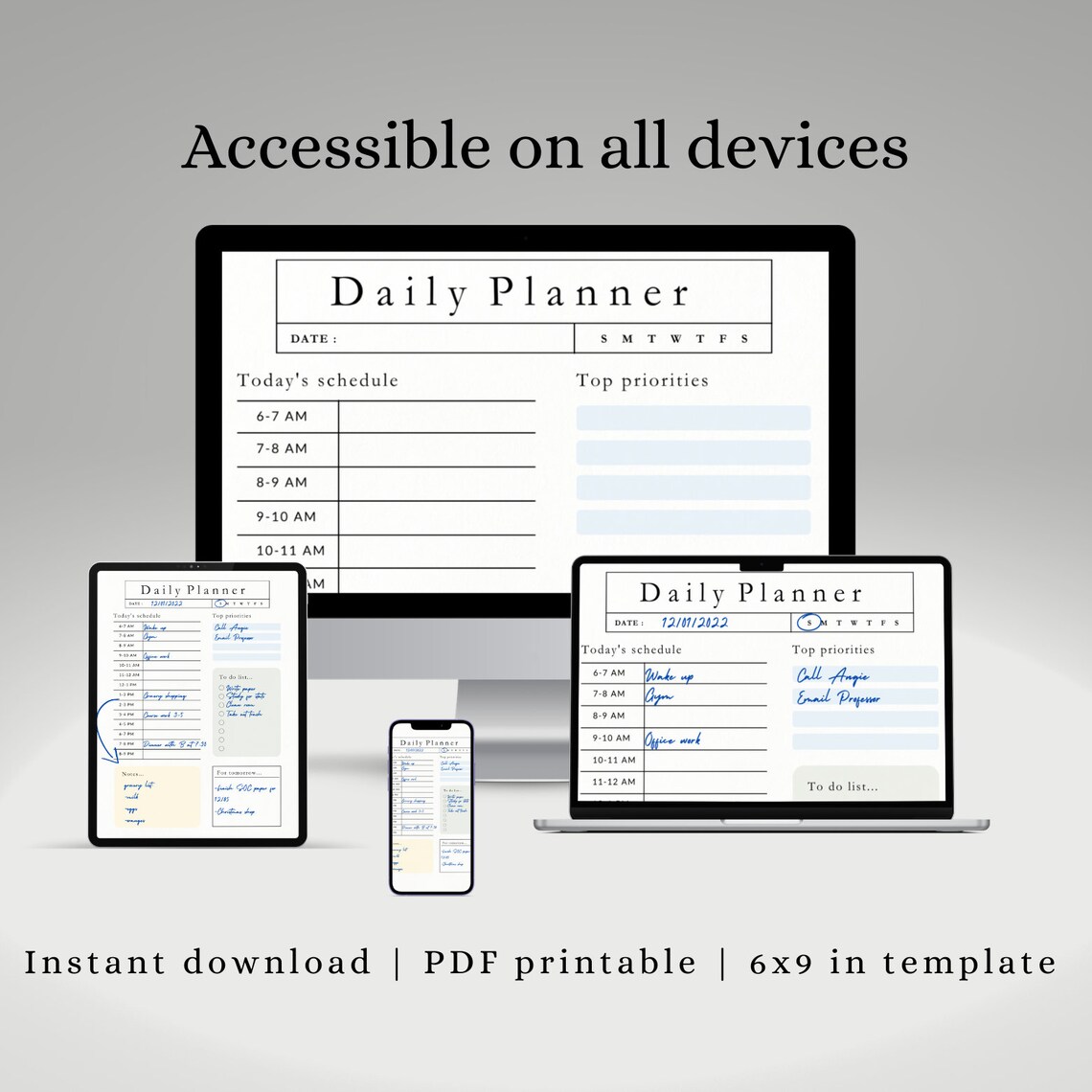 Minimalist Printable Daily Planner | Instant Download Agenda ...