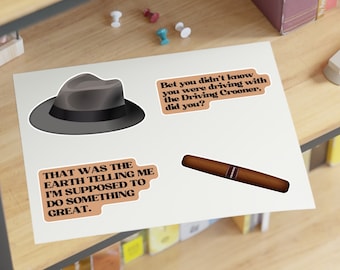 Rijdende crooner vinylstickerset | Inclusief 4 stickers | ITYSL | Ideaal voor laptop, waterfles, notebook, Kindle | Grappig cadeau