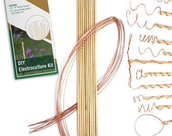 Set of 10-18" Natural Bamboo & Solid Copper Electroculture Antenna DIY kit, Coil Garden Stakes - Buy One Get One FREE thru Nov 30, 2024