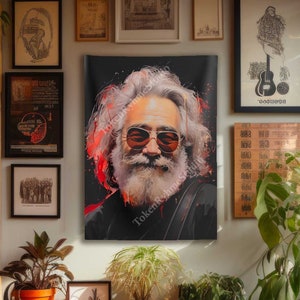 Jerry Garcia - Indoor Wall Tapestry, Grateful Dead Print, Jerry Garcia Fan Art, Gift for Jerry Garcia Fan, Gift for Deadhead