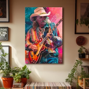 Dickey Betts Canvas Wall Art, Allman Brothers Fan Art, Gift for Dickey Betts Fan, Allman Brothers Poster, Dickey Betts Print