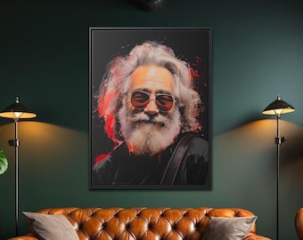 Jerry Garcia Gallery Canvas Wrap, Grateful Dead Wall Print, Jerry Garcia Fan Art, Gift for Jerry Garcia Fan, Gift for Deadhead