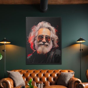 Jerry Garcia Gallery Canvas Wrap, Grateful Dead Wall Print, Jerry Garcia Fan Art, Gift for Jerry Garcia Fan, Gift for Deadhead