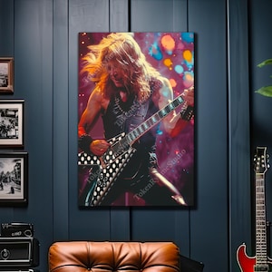 Randy Rhoads Canvas Wall Art, Randy Rhoads Fan Art, Gift for Ozzy Osborne Fans, Randy Rhoads Print, Music Studio Decor, Gift for Metal Fan
