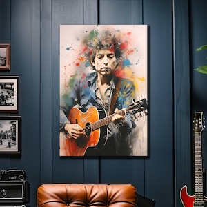 Bob Dylan Canvas Print, Canvas Print, Home Decor, Music Studio Print, Gift for Music Lover, Gift for Bob Dylan Fan, Bob Dylan Fan Art