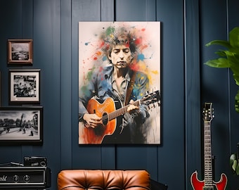 Bob Dylan Canvas Print, Canvas Print, Home Decor, Music Studio Print, Gift for Music Lover, Gift for Bob Dylan Fan, Bob Dylan Fan Art