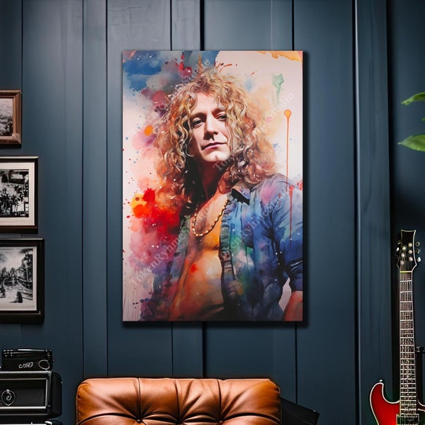 Robert Plant Canvas Wall Art, Led Zeppelin Fan Art, Gift for Robert Plant Fan, Gift for Zeppelin Fan, Rock Music Print, Led Zeppelin Poster