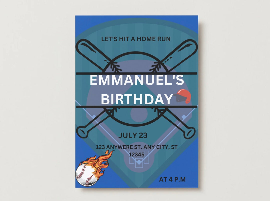 Instant Download Baseball Invitation Template Modern Birthday Party Any ...