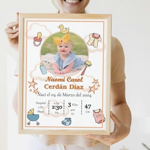 Cuadro personalizado de bebes, nacimiento de bebes.