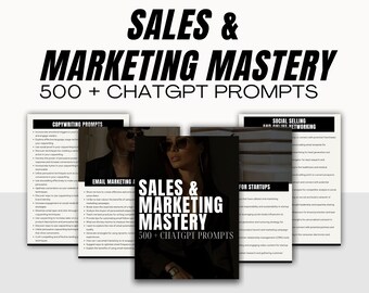 VENDITE E MARKETING Mastery / Oltre 500 prompt ChatGPT / Prompt Chat Gpt Mastery Resell Plr Mrr