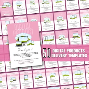 50 bearbeitbare Vorlagen für die Lieferung digitaler Produkte für Etsy-Verkäufer | Canva Danksagungskarten + Download PDF Seiten zur sofortigen Lieferung | PLR MRR
