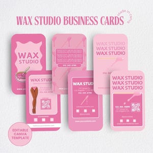 Wachs Studio Visitenkarte Vorlage | Bearbeitbare Canva Visitenkarte | Pink Zuwachs Visitenkarte | Schönheits-Salon Karte | Kosmetikerin Visitenkarte