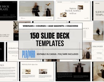 150 Canva Slide Deck Templates: PLR MRR Presentation Kit for Webinars & Courses (Digital Product)