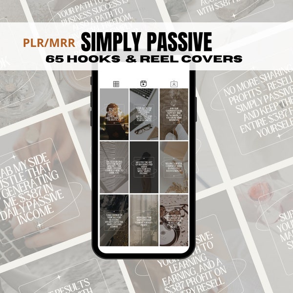 SP SIMPLY PASSIVE Hooks and Reel Covers | Instagram Reels Covers + Hooks for selling Simply Passive Course on Social Media PlR Mrr Resell
